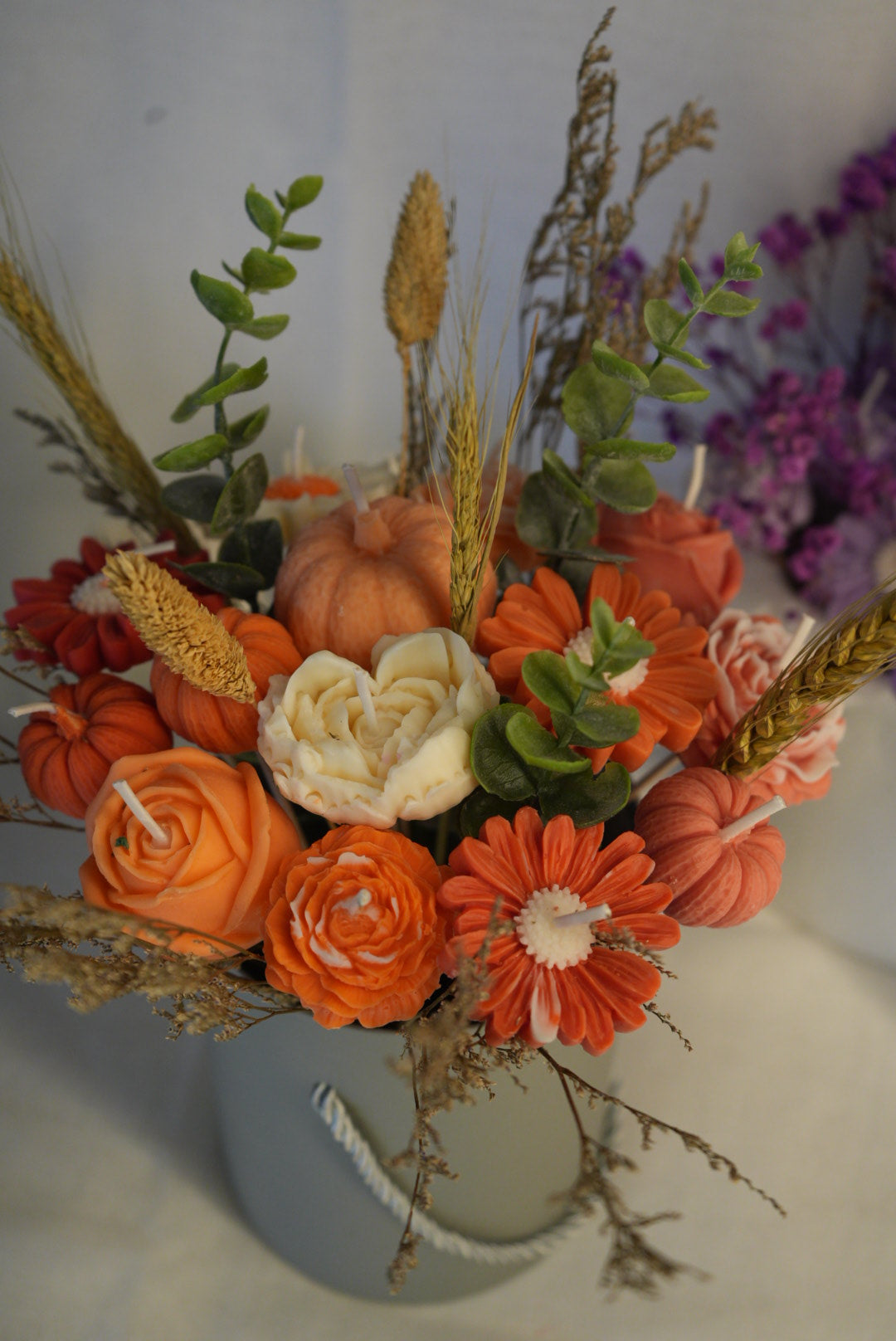 Herbstliebe – Handgemachter Blumenstrauß aus Sojawachs