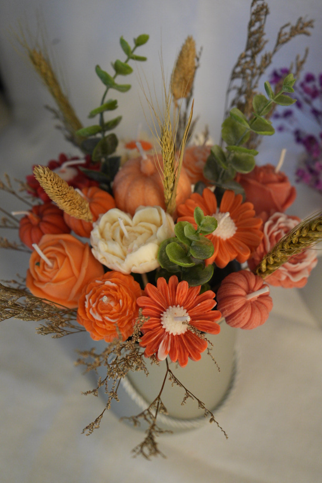 Herbstliebe – Handgemachter Blumenstrauß aus Sojawachs